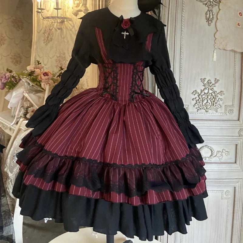 Red Premium Cotton Polyester Lolita Dress