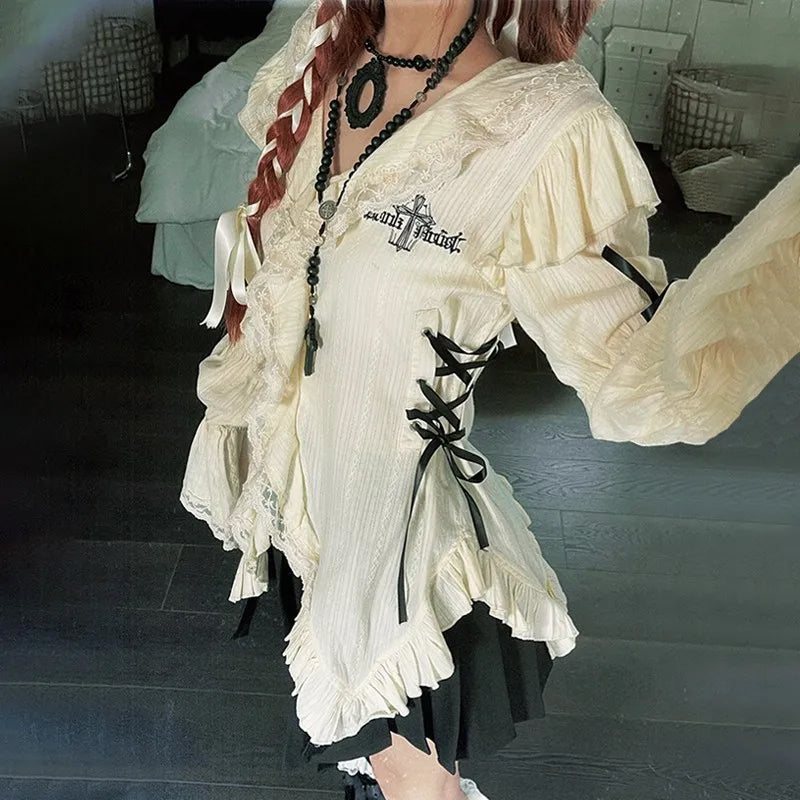 Stylish White Cotton Polyester Blend Blouse