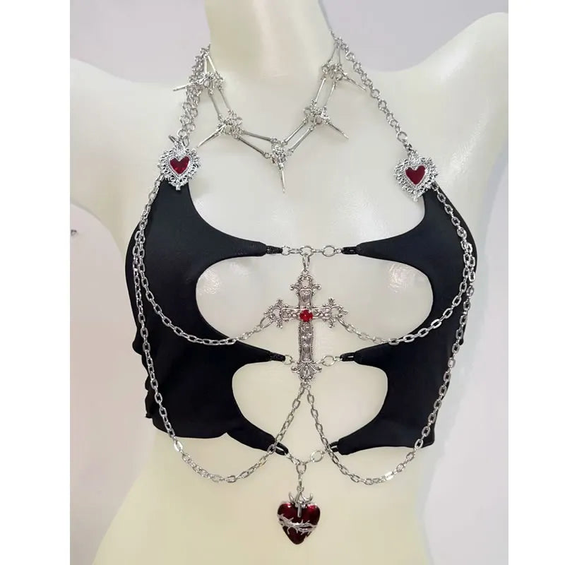 Black Gothic Womens Cotton Polyester Blend Top
