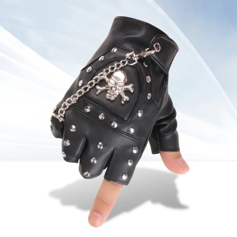 Stylish Black Fingerless Gloves for Men - Premium Faux Leather