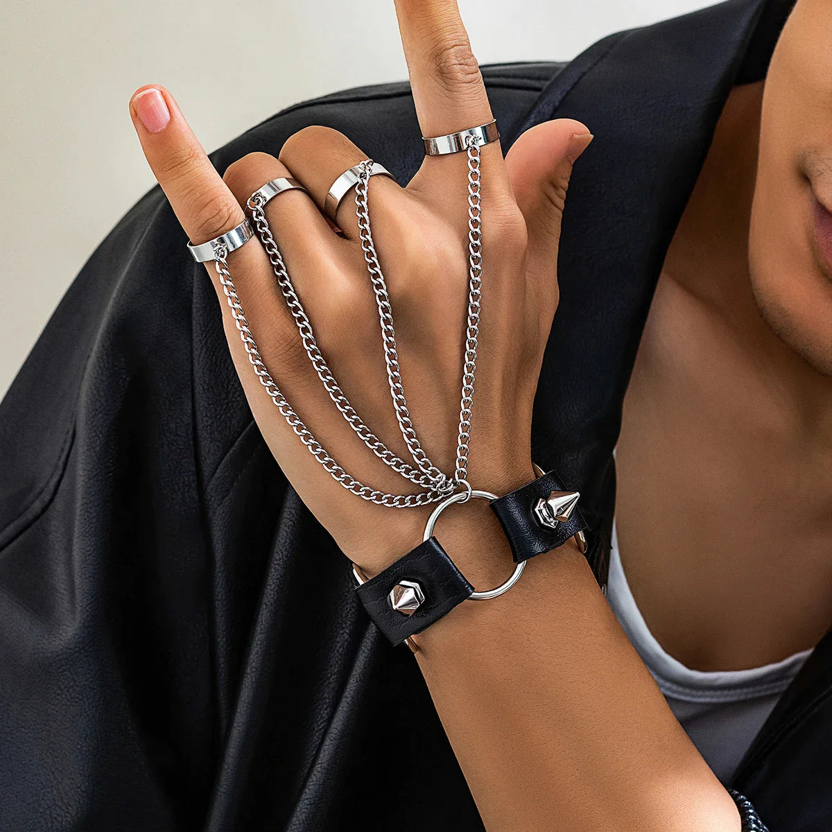 Silver Gothic Chain Bracelet Stylish Statement Piece