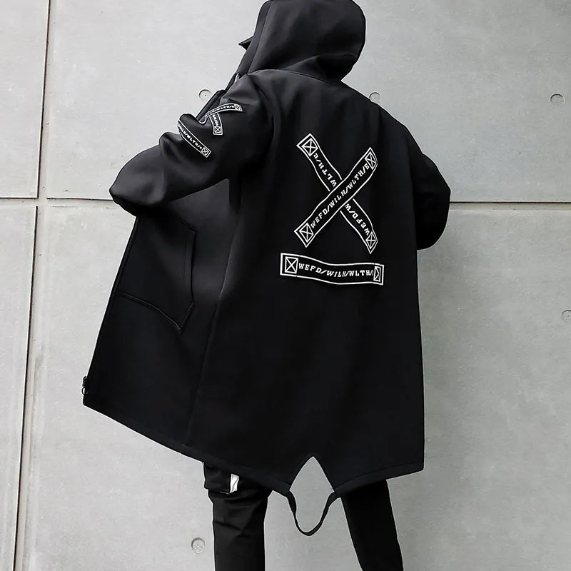 Black Premium Hooded Overcoat for Men