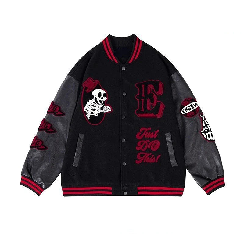 Premium Black Skull Womens Bomber Jacket