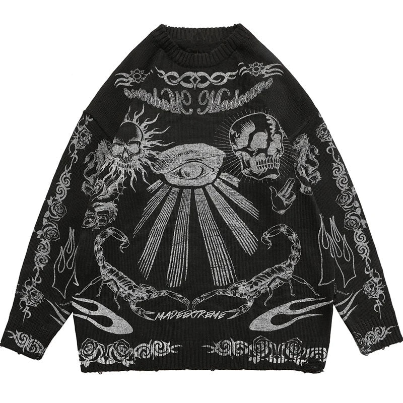 Premium Gothic Cotton-Polyester Blend Jumper for Men