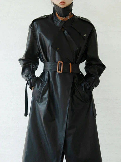 Black Faux Leather Trench Jacket - Limited Edition
