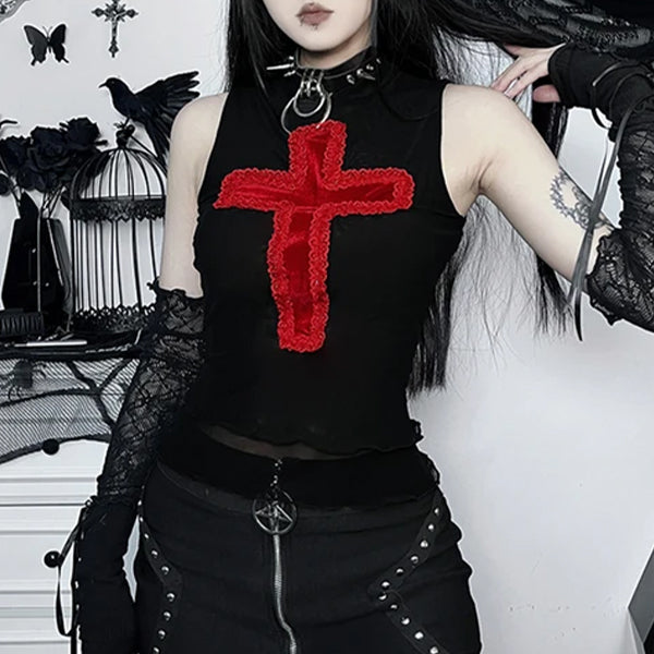 Gothic Style Womens Cotton Polyester Blend Top