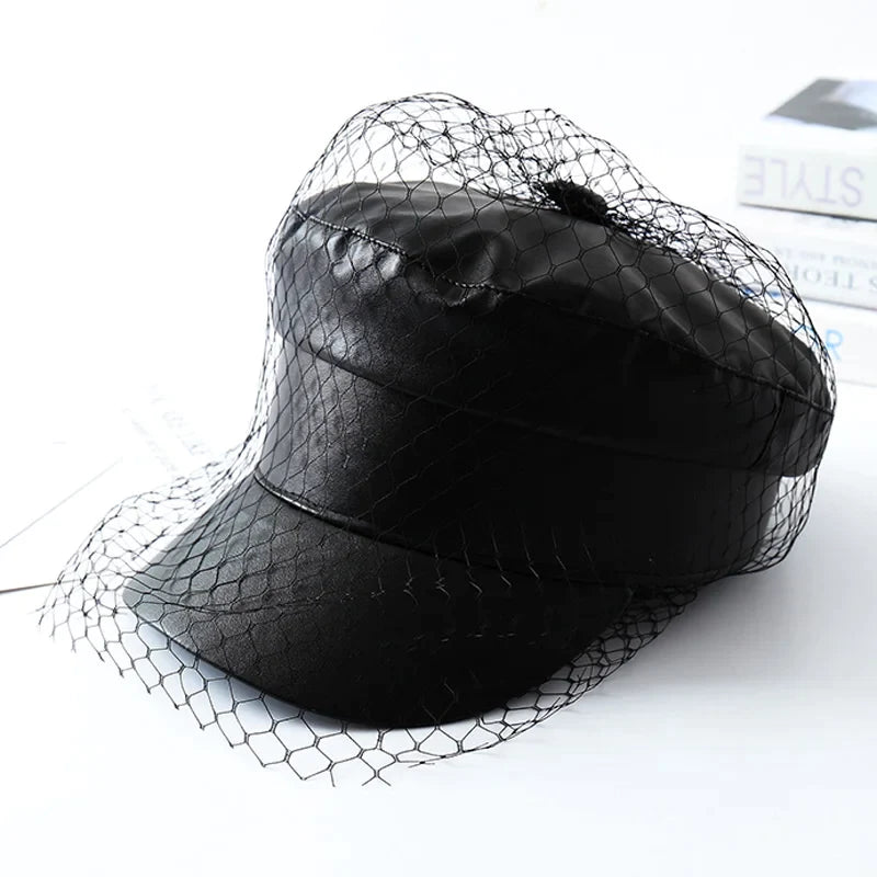 Black Leather Cap for Women - Premium Style