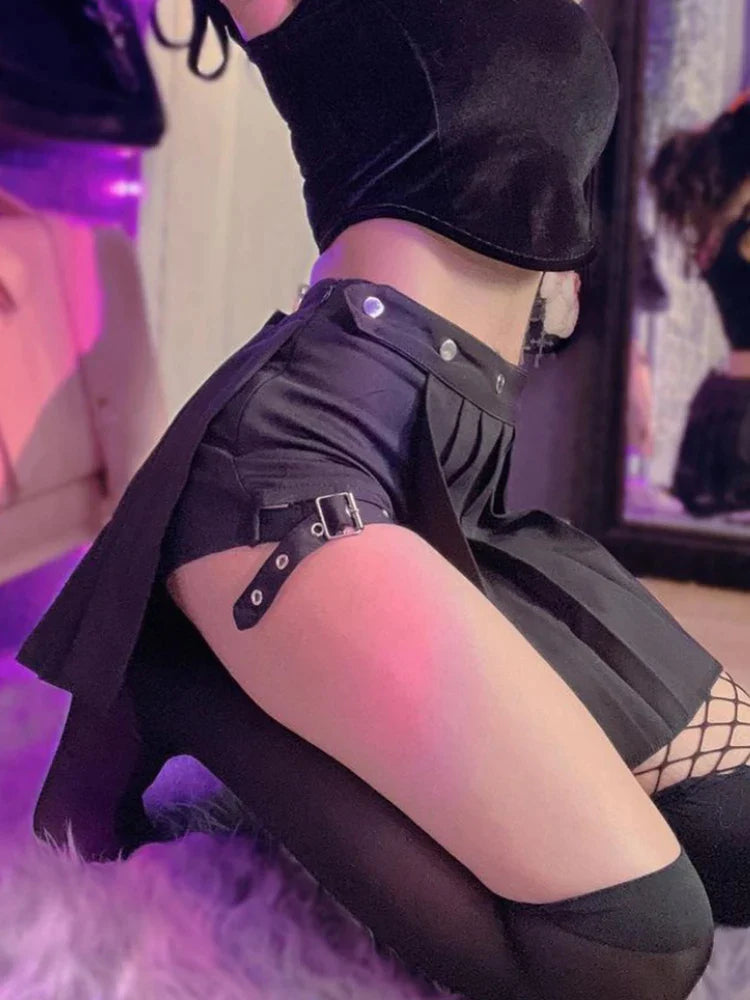 Limited Edition Gothic Mini Skirt in Premium Cotton & Polyester Blend - Black