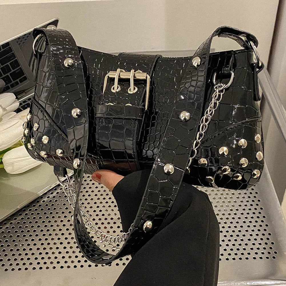Black Premium PU Leather Womens Handbag