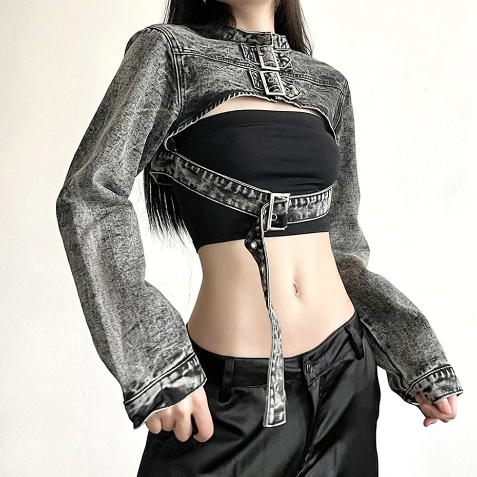 Gothic Premium Denim Top Black