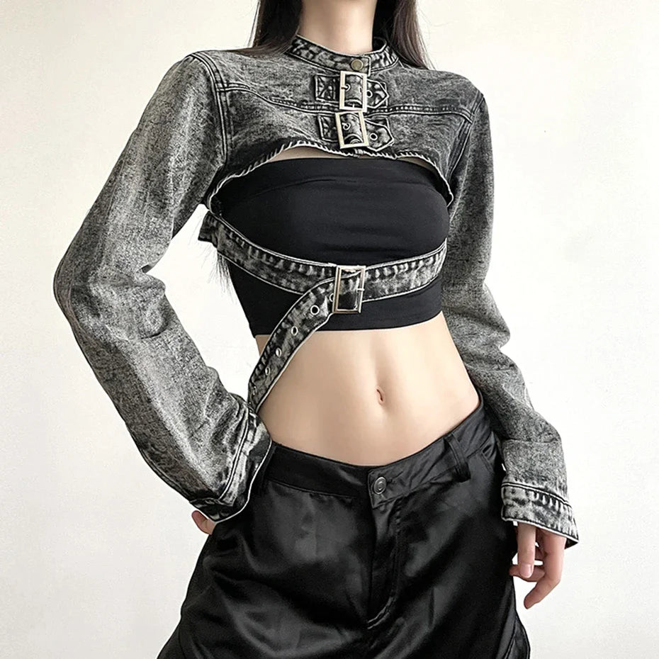 Gothic Premium Denim Top Black