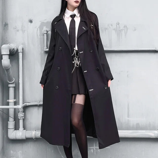 Classy Black Womens Trench Jacket