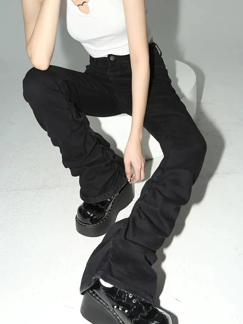Chic Gothic Style Cotton-Polyester Womens Trousers