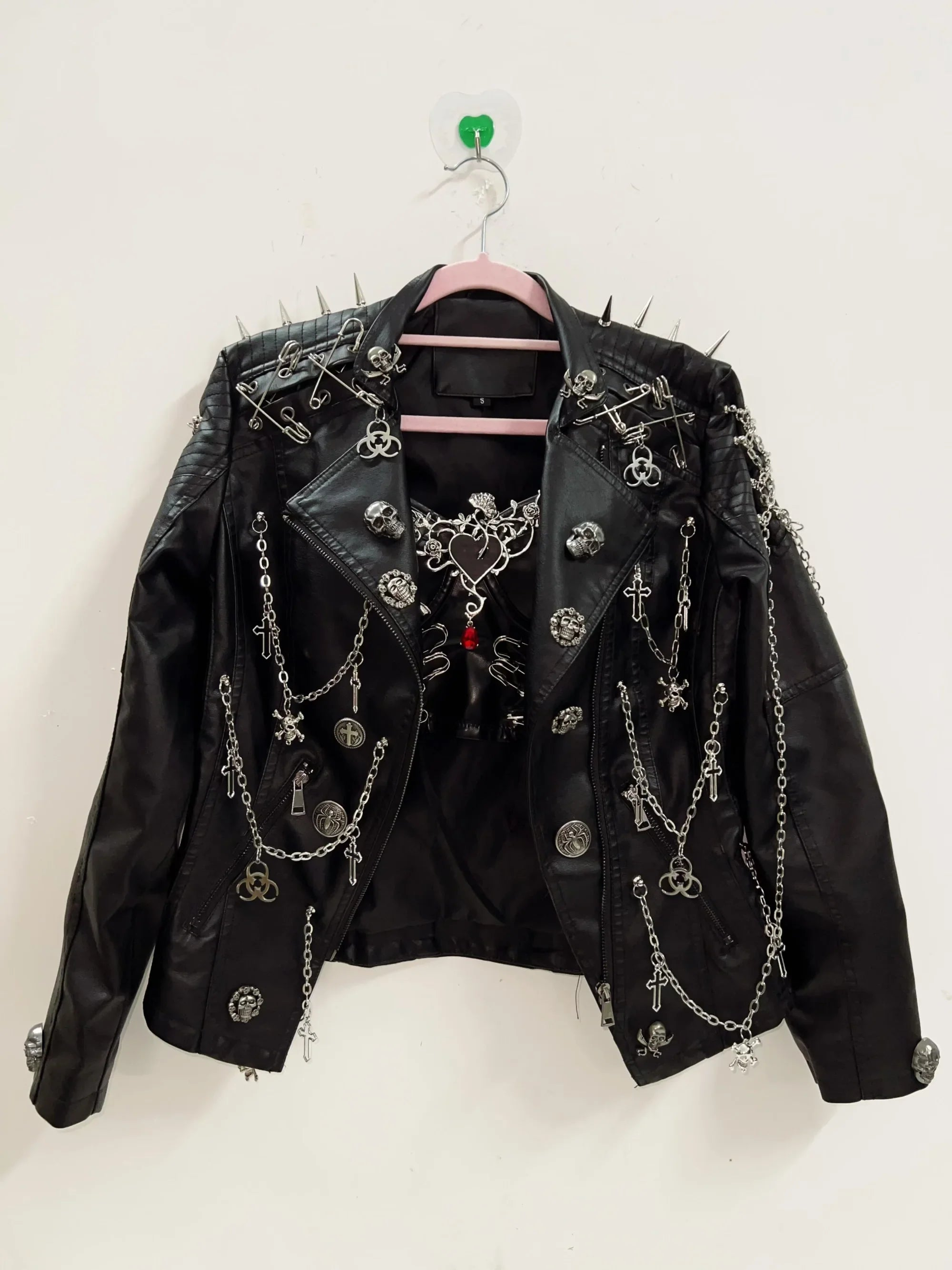Premium Skull Print Faux Leather Womens Jacket
