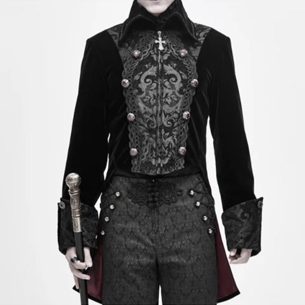Gothic Style Cotton Blend Mens Jacket in Red/Black - Limited Edition