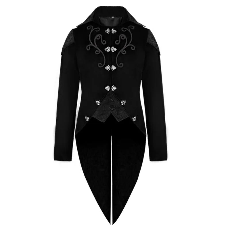 Elegant Vintage Tailcoat Mens Jacket Black Red