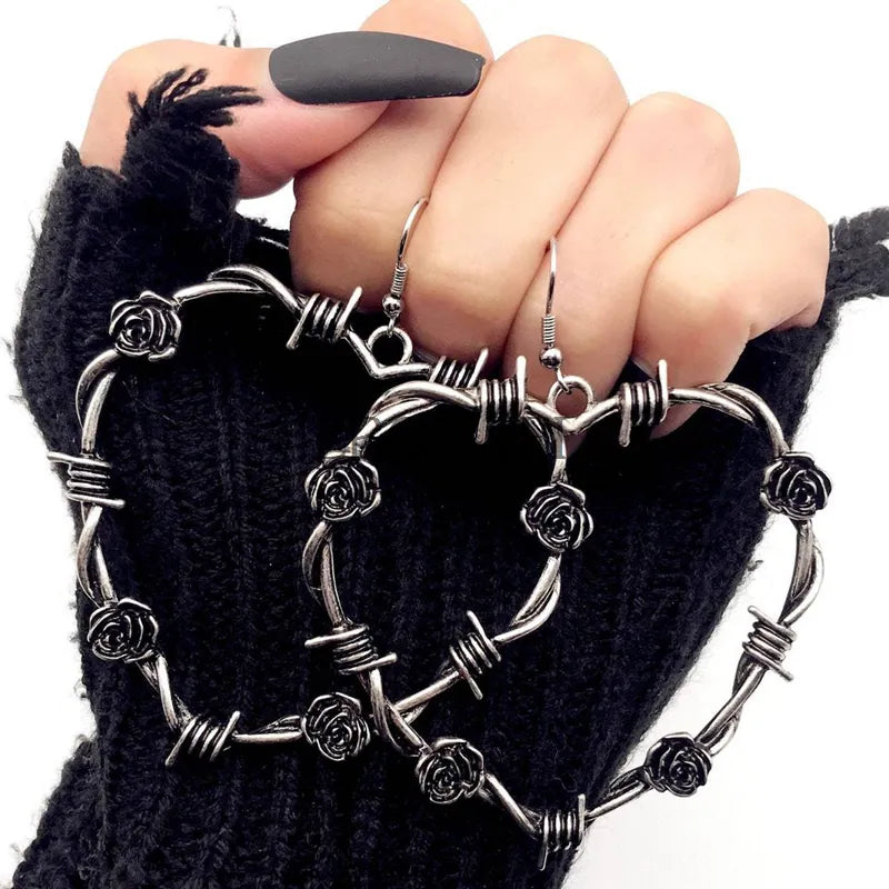 Rose Goth Alloy Earrings - Elegant Womens Jewelry