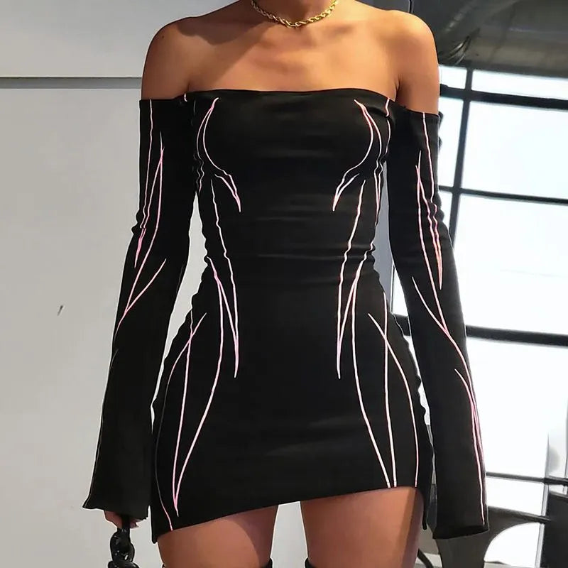 Black Gothic Mini Dress Premium Cotton Polyester Blend