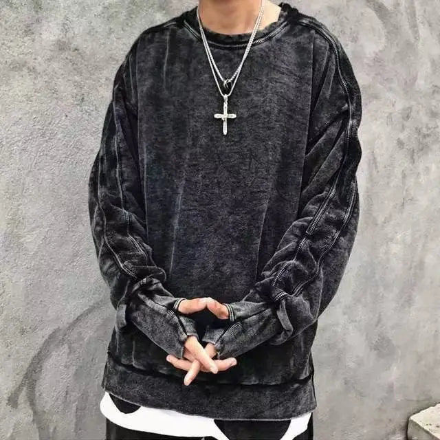 Oversize Gray Pullover for Men Premium Cotton Polyester Blend