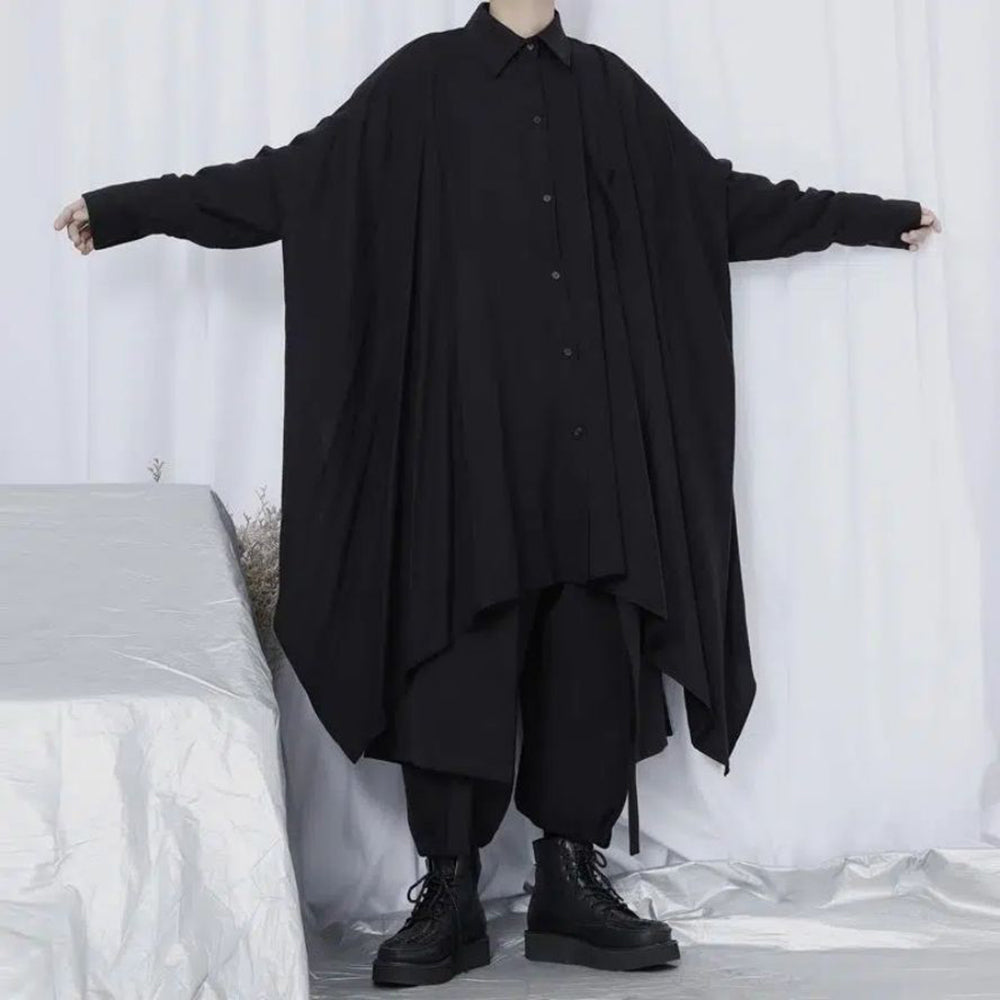 Black Premium Cotton Mens Long Cloak