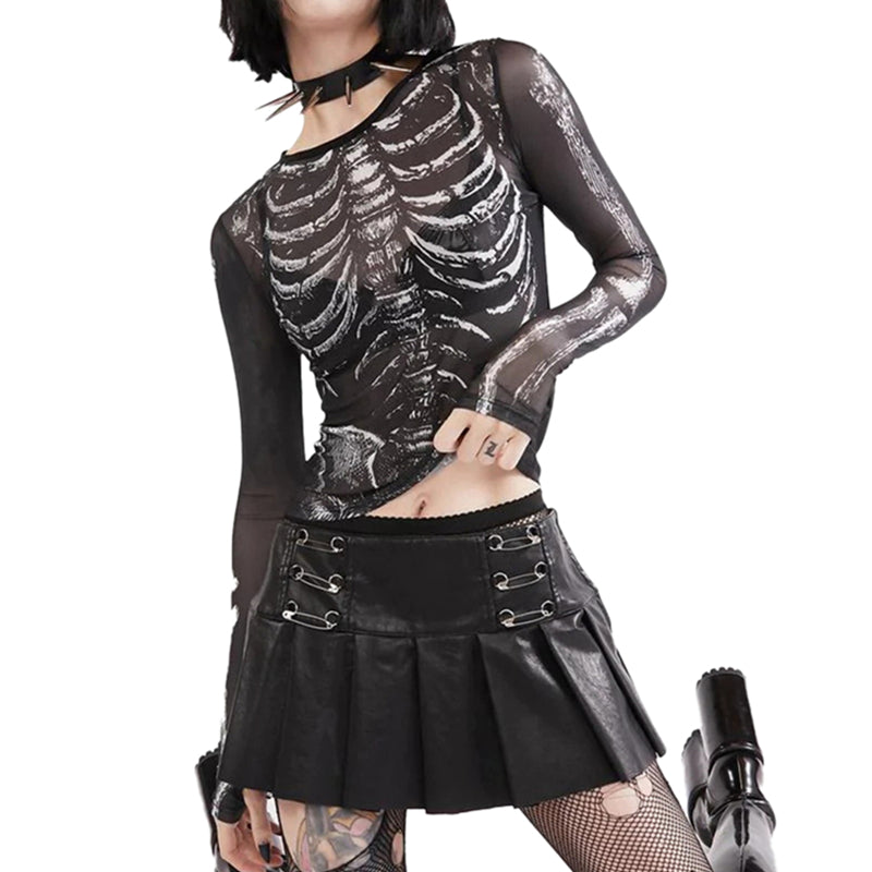 Black Gothic Sleeve Crop Top Womens Limited Edition