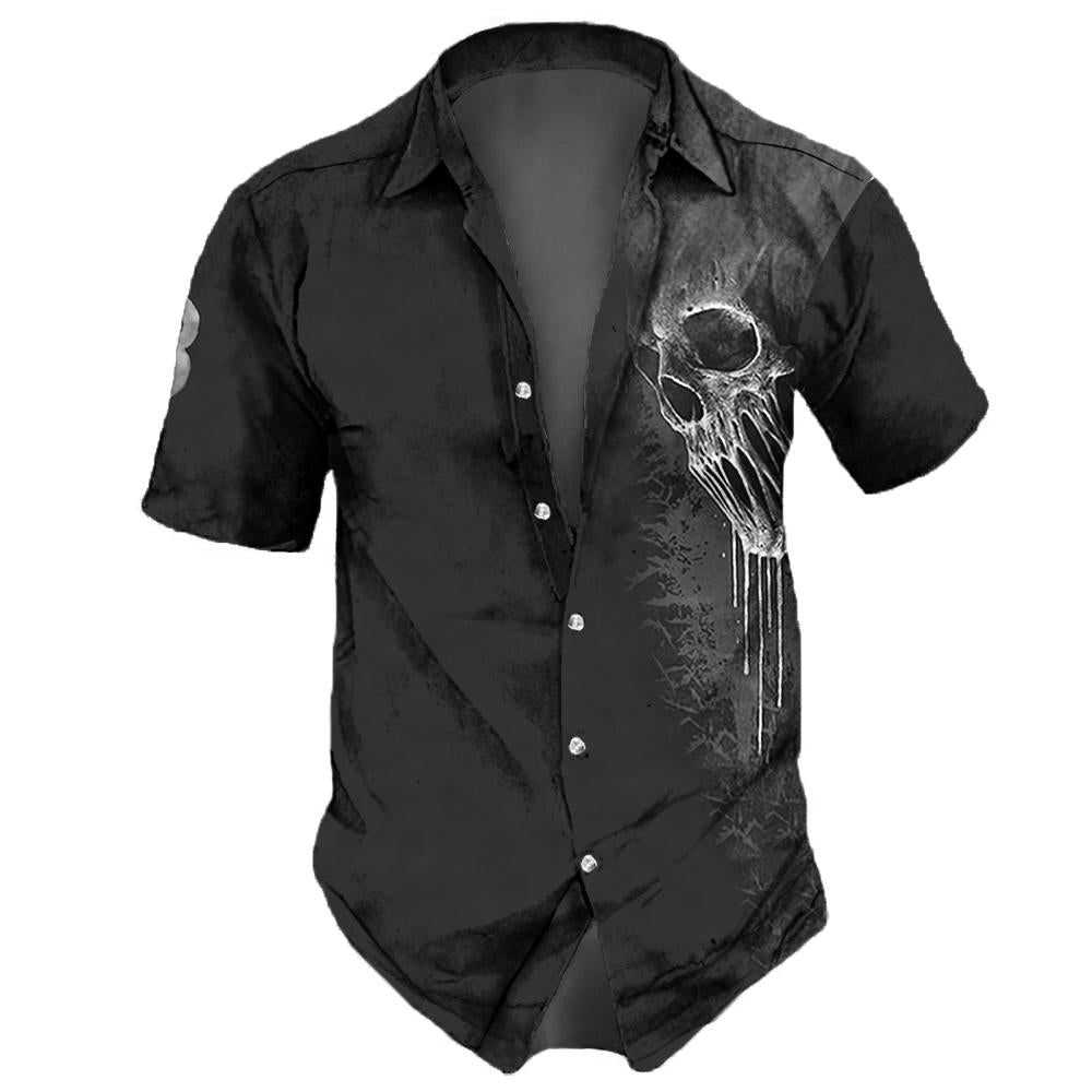 Skull Print Cotton Blend Mens T-Shirt