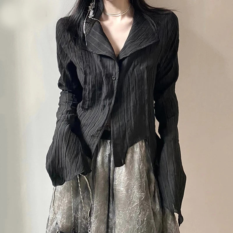 Limited Edition Gothic Cotton Polyester Blend Womens Blouse