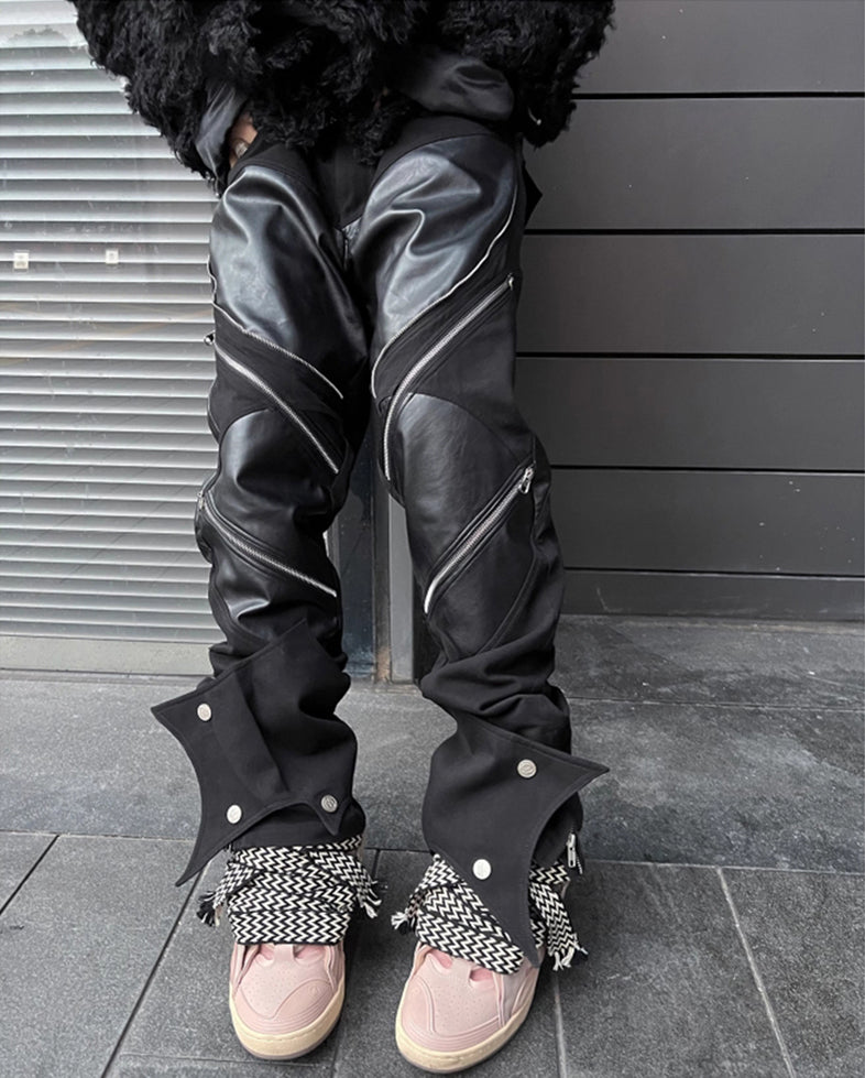 Patchwork Polyurethane Mens Pants - Limited Edition
