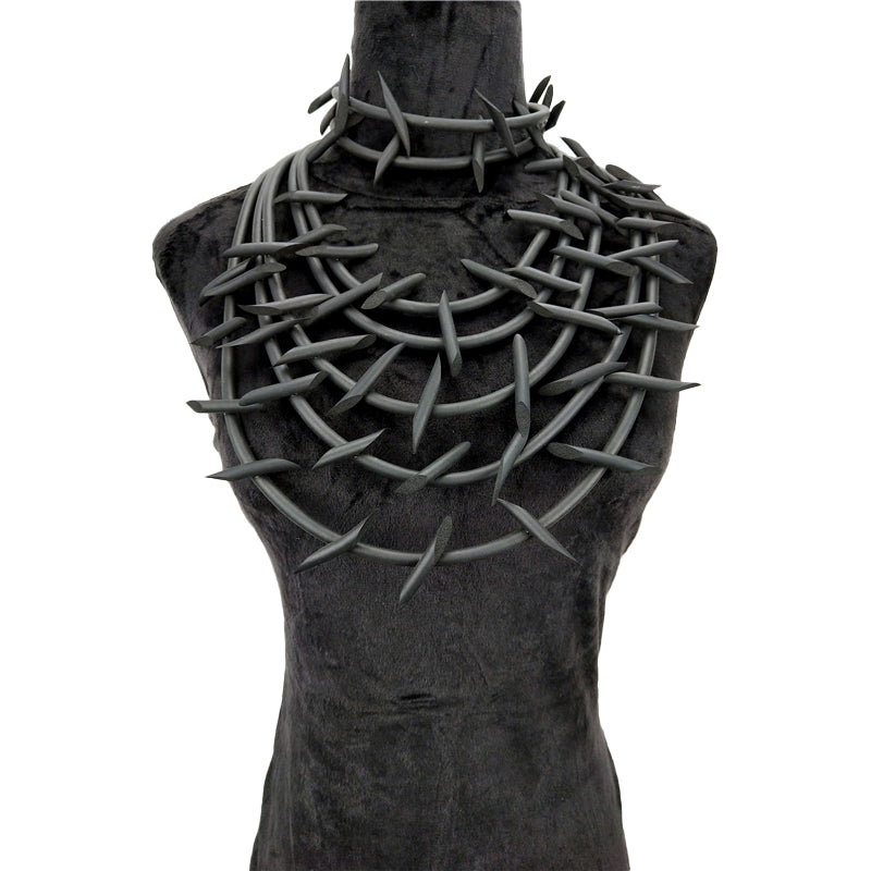 Gothic Spike Silicone Necklace in Black