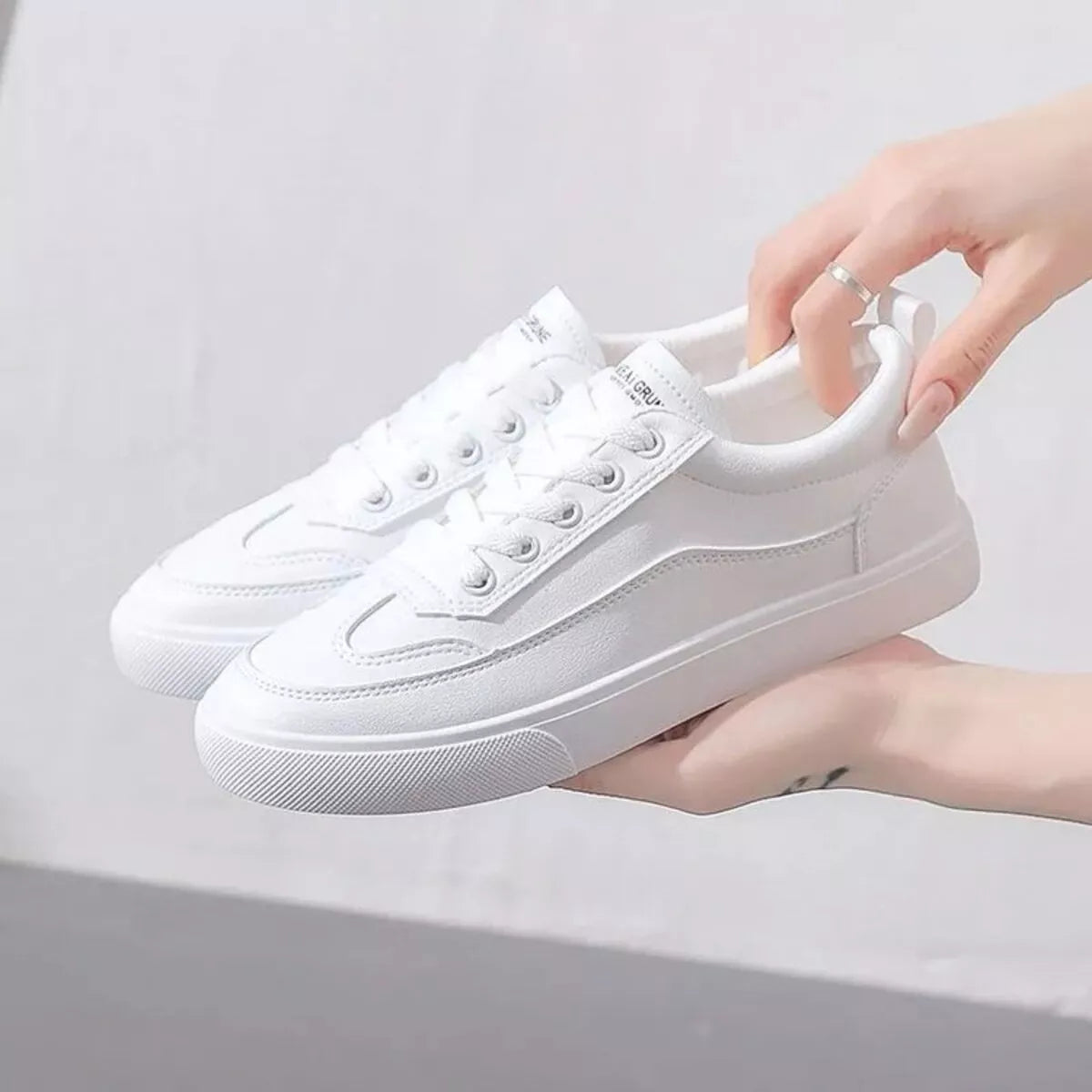White Platform Sneakers - Stylish Round Toe Shoes