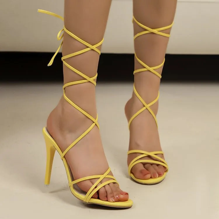 Gold Cross Strap High Heel Sandals