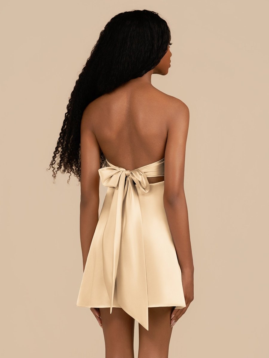 Champagne Strapless A-Line Short Homecoming Dress with Keyhole