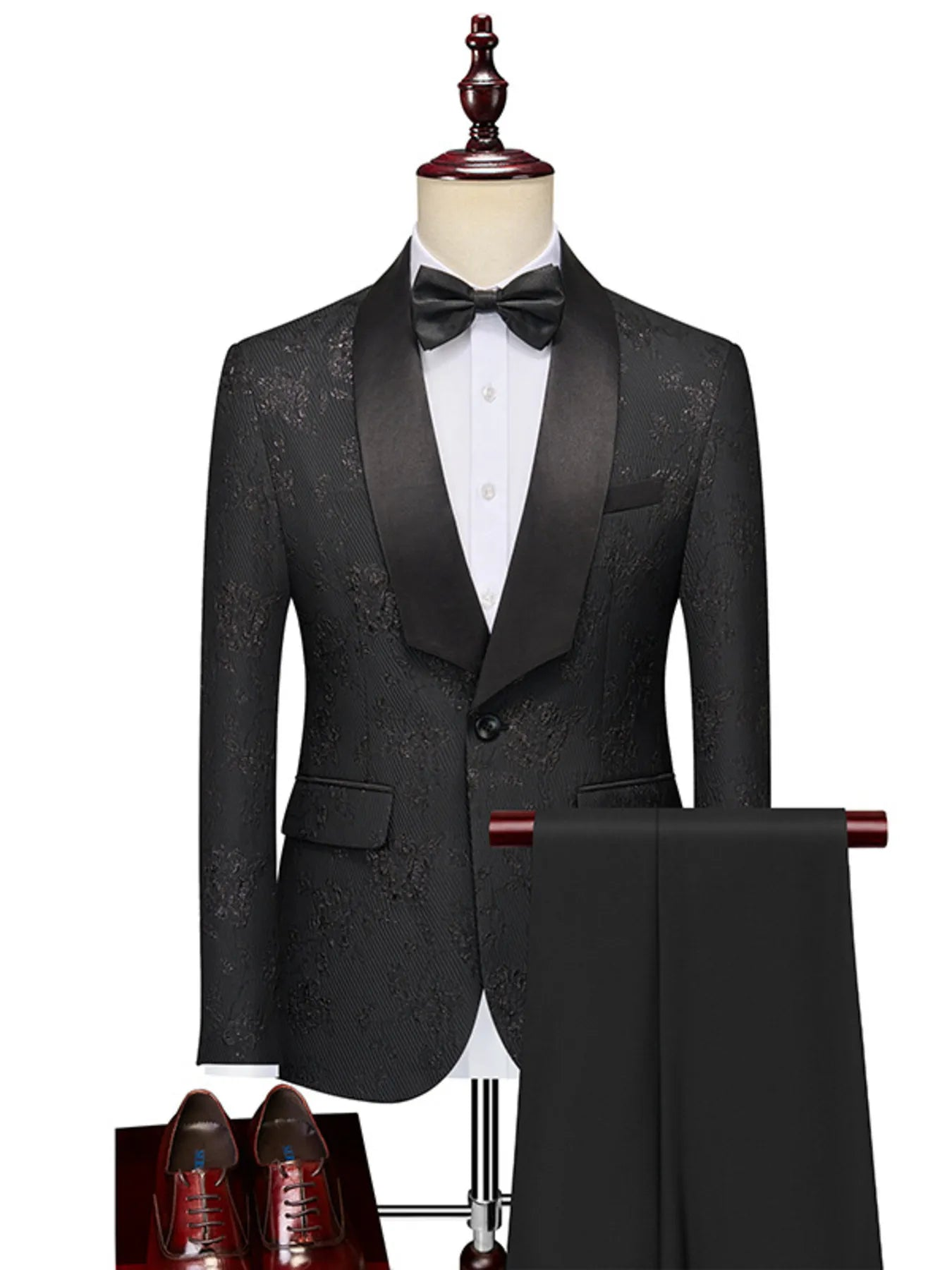 Mens Plus Size Buttoned Blazer and Pants Set