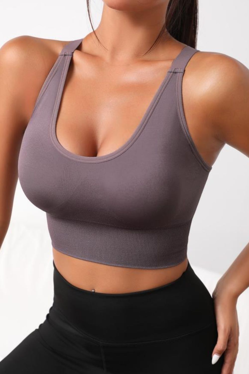Scoop Neck Long Yoga Bra for Women