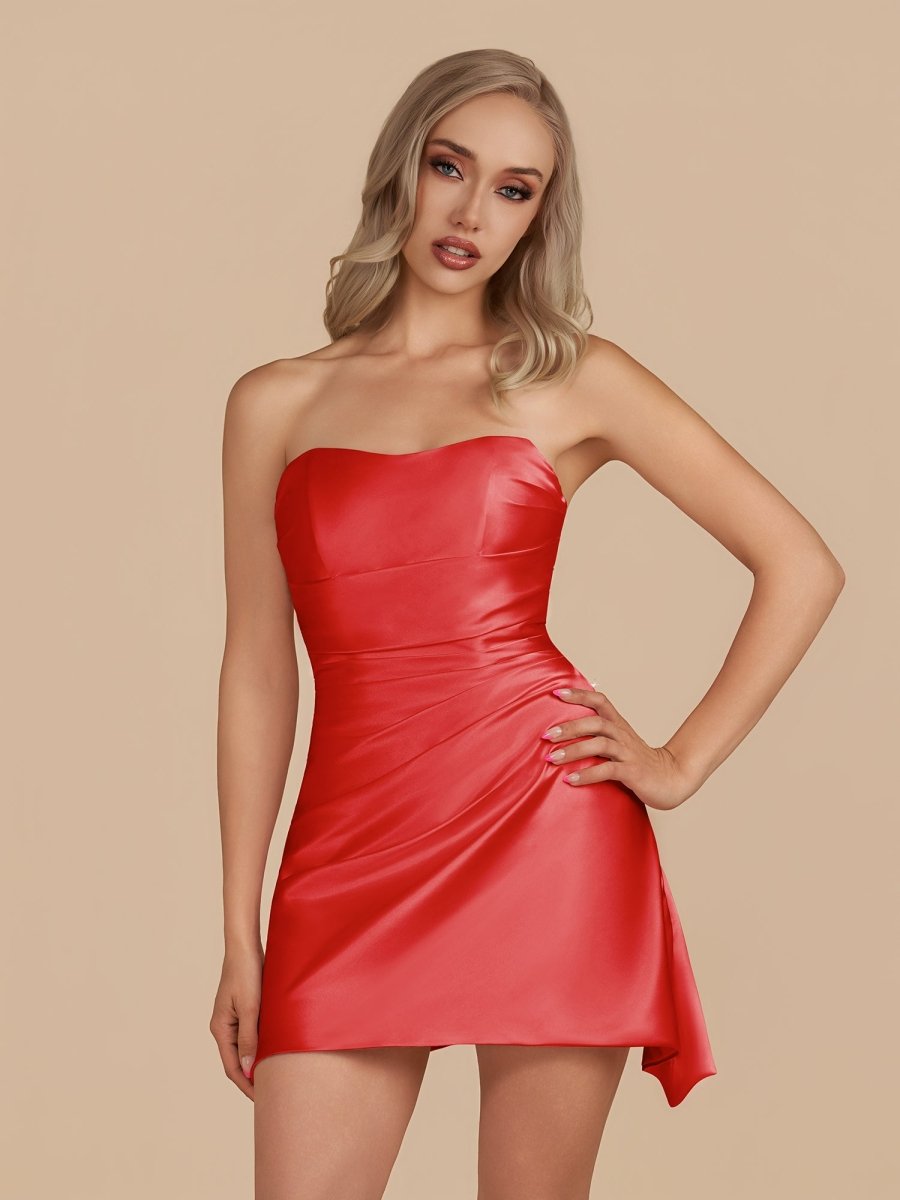 Red Strapless Sheath Short Homecoming Dress