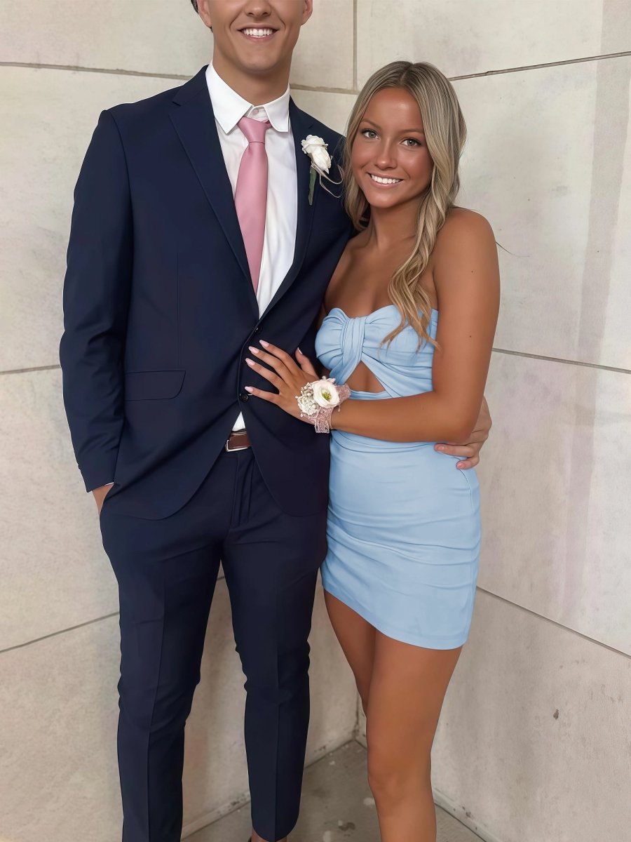 Sky Blue Strapless A-Line Short Homecoming Dress