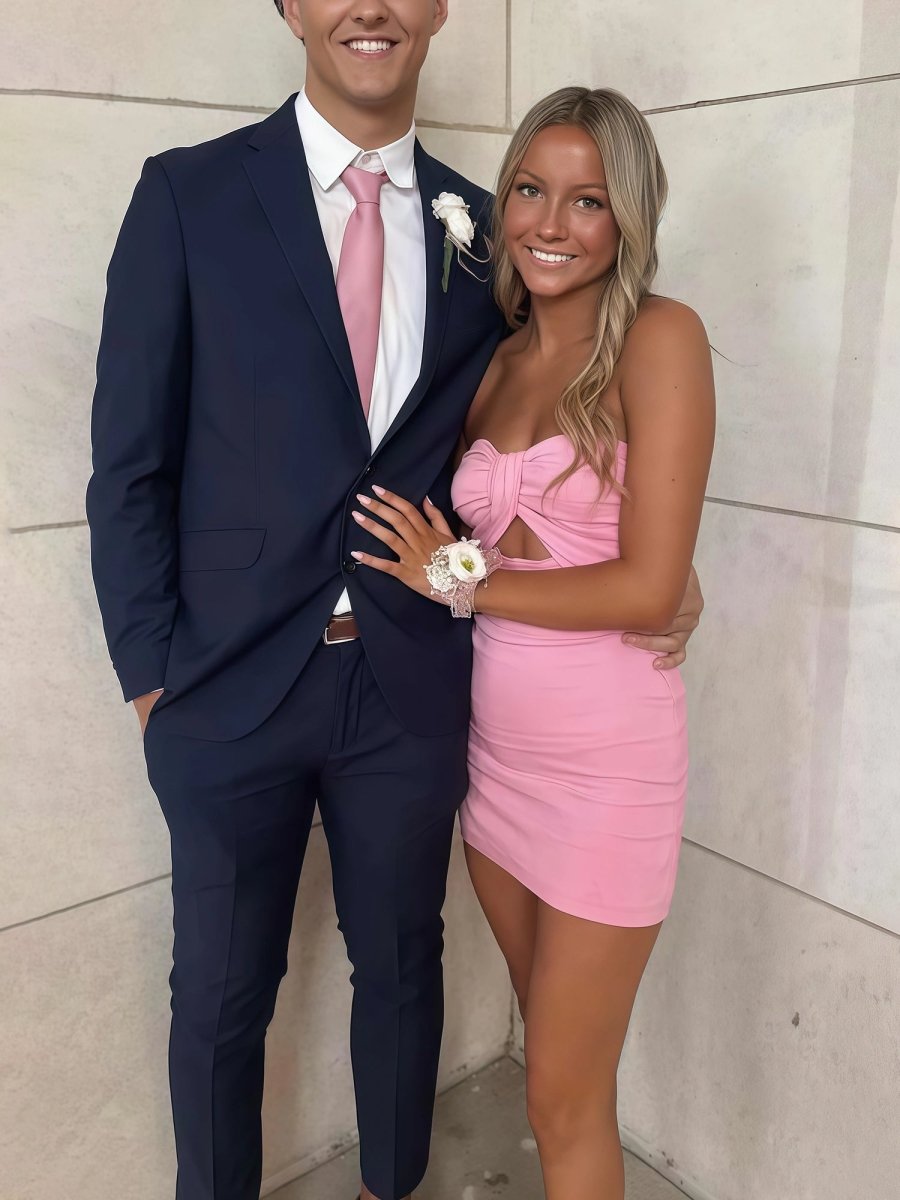 Pink Strapless A Line Short Homecoming Dress