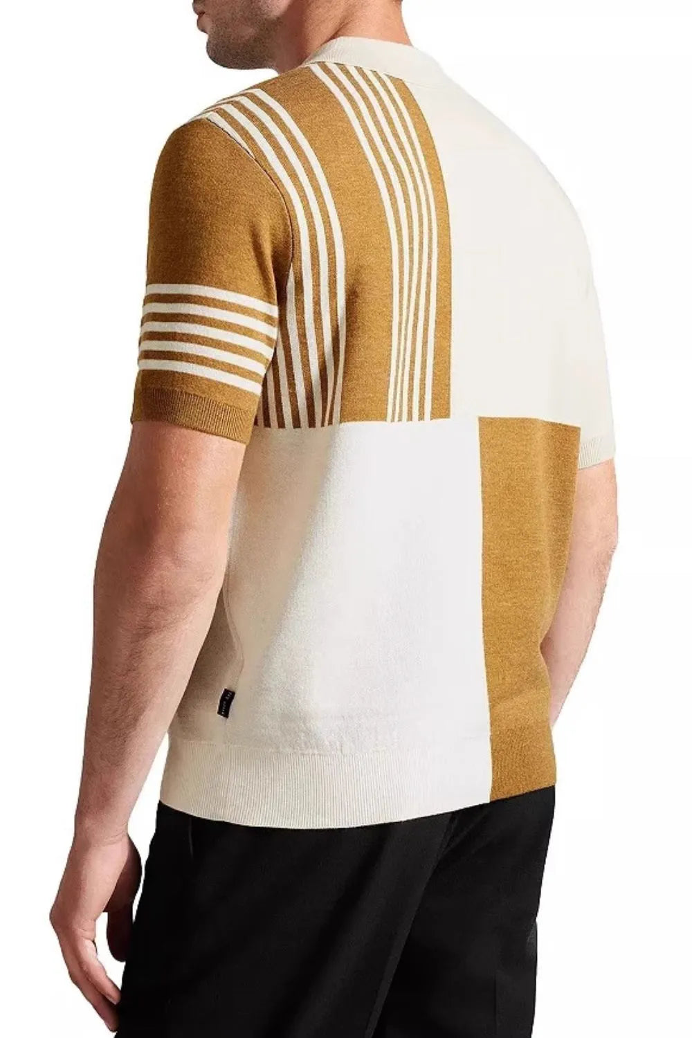 Mens Color Block Polo Shirt Plus Size Black & Taupe Options