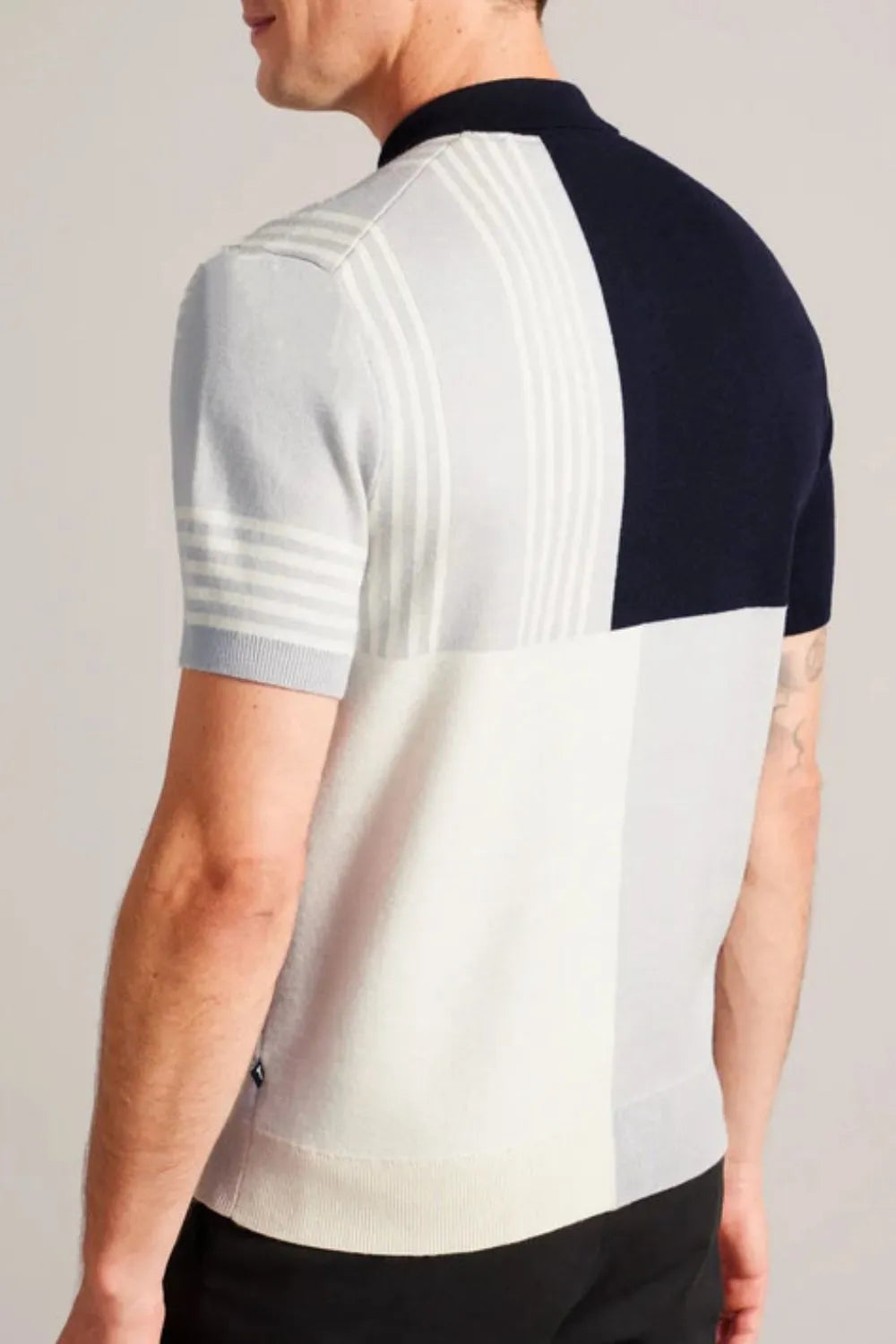 Mens Color Block Polo Shirt Plus Size Black & Taupe Options