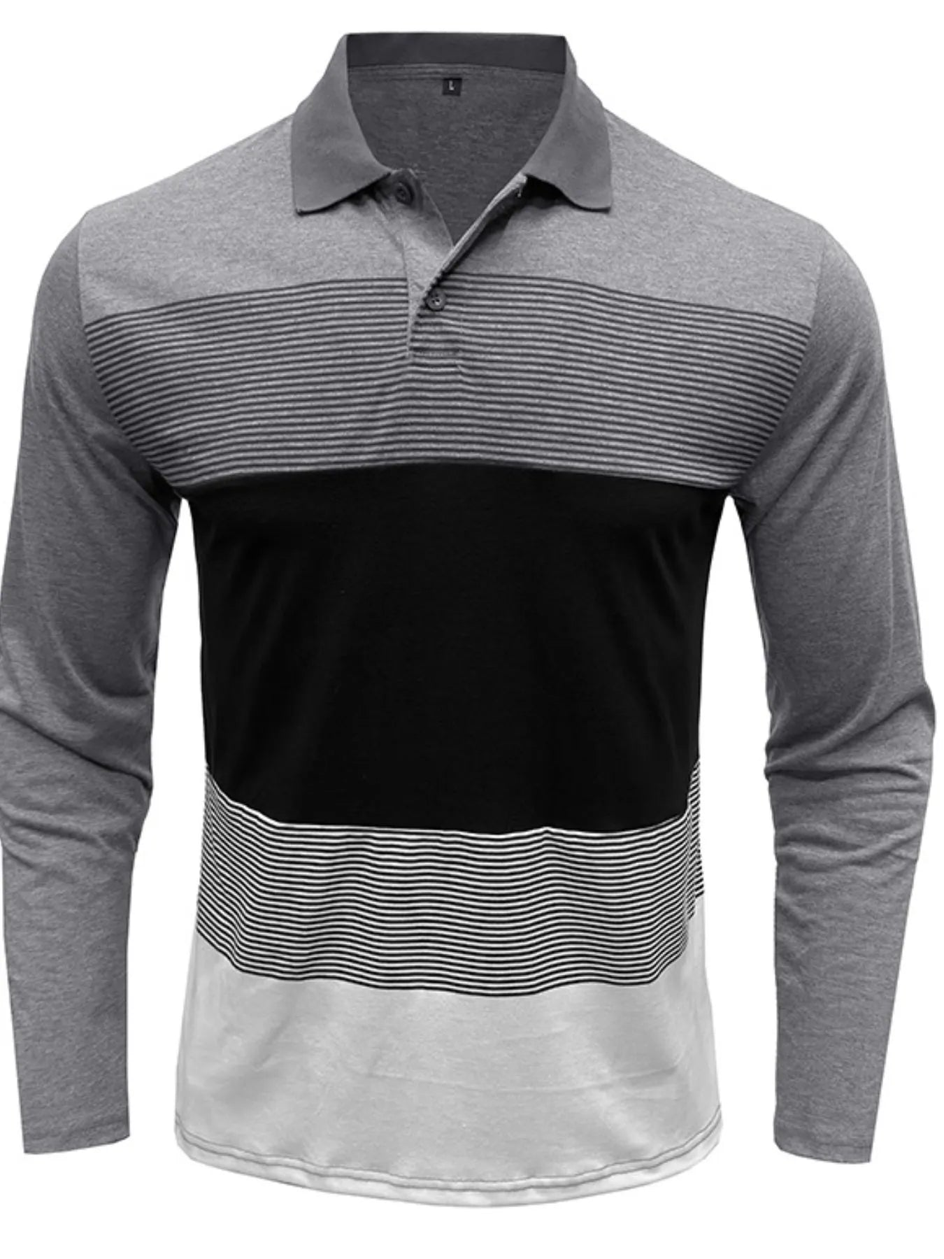 Mens Striped Long Sleeve Polo Shirt in Multicolor Options