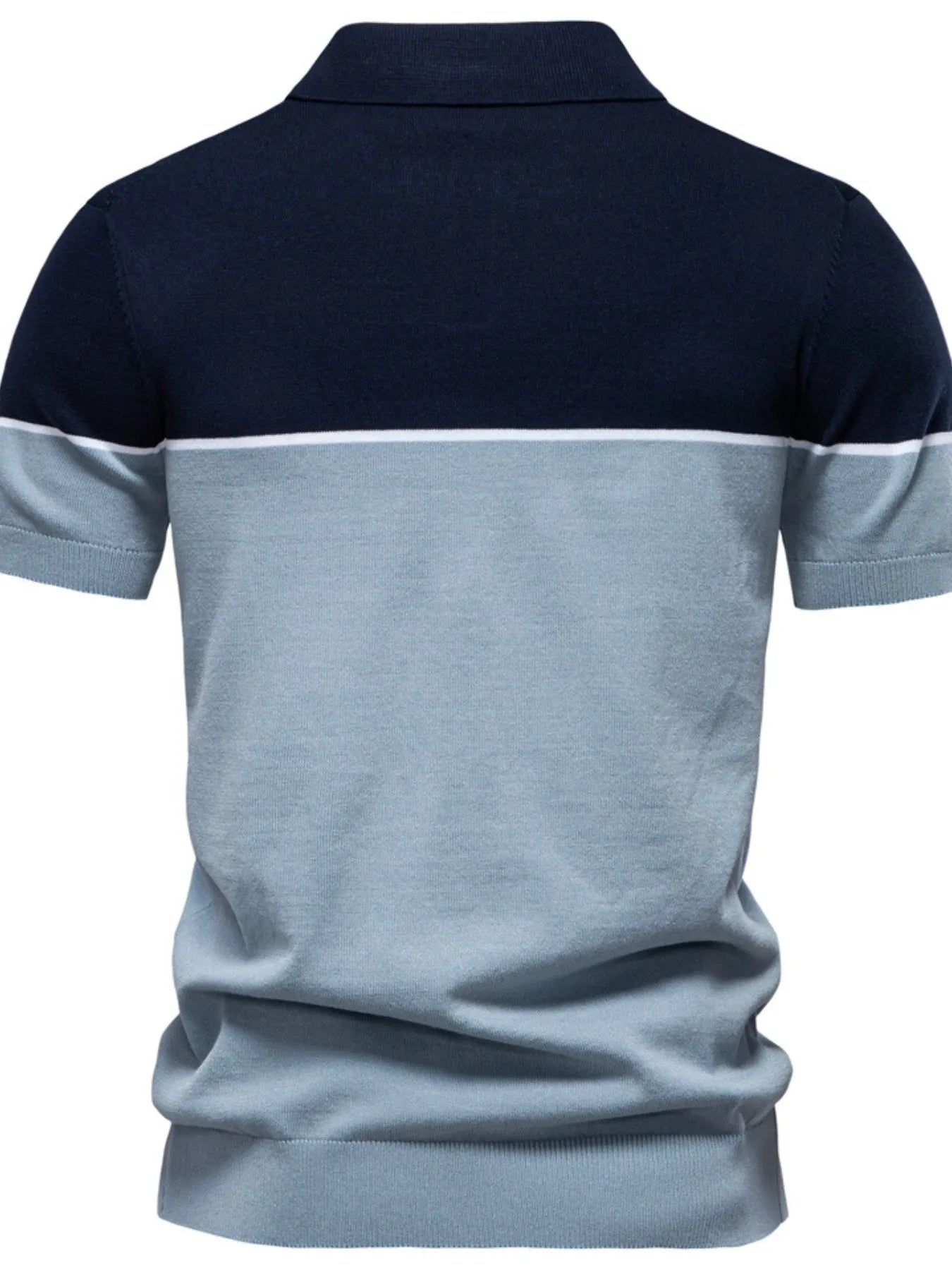 Mens Ribbed Short Sleeve Polo Shirt with Contrast Stitching