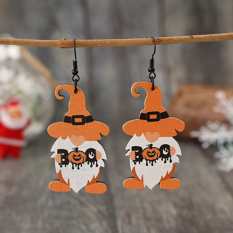Rustic Wooden Pumpkin Earrings Dangle Style
