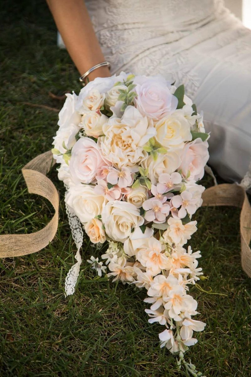 Purple Cascade Wedding Rose Bouquet with Ribborn
