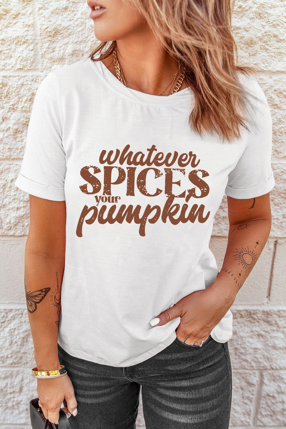 Pumpkin Spice Graphic Tee Womens Fall Fashion Top