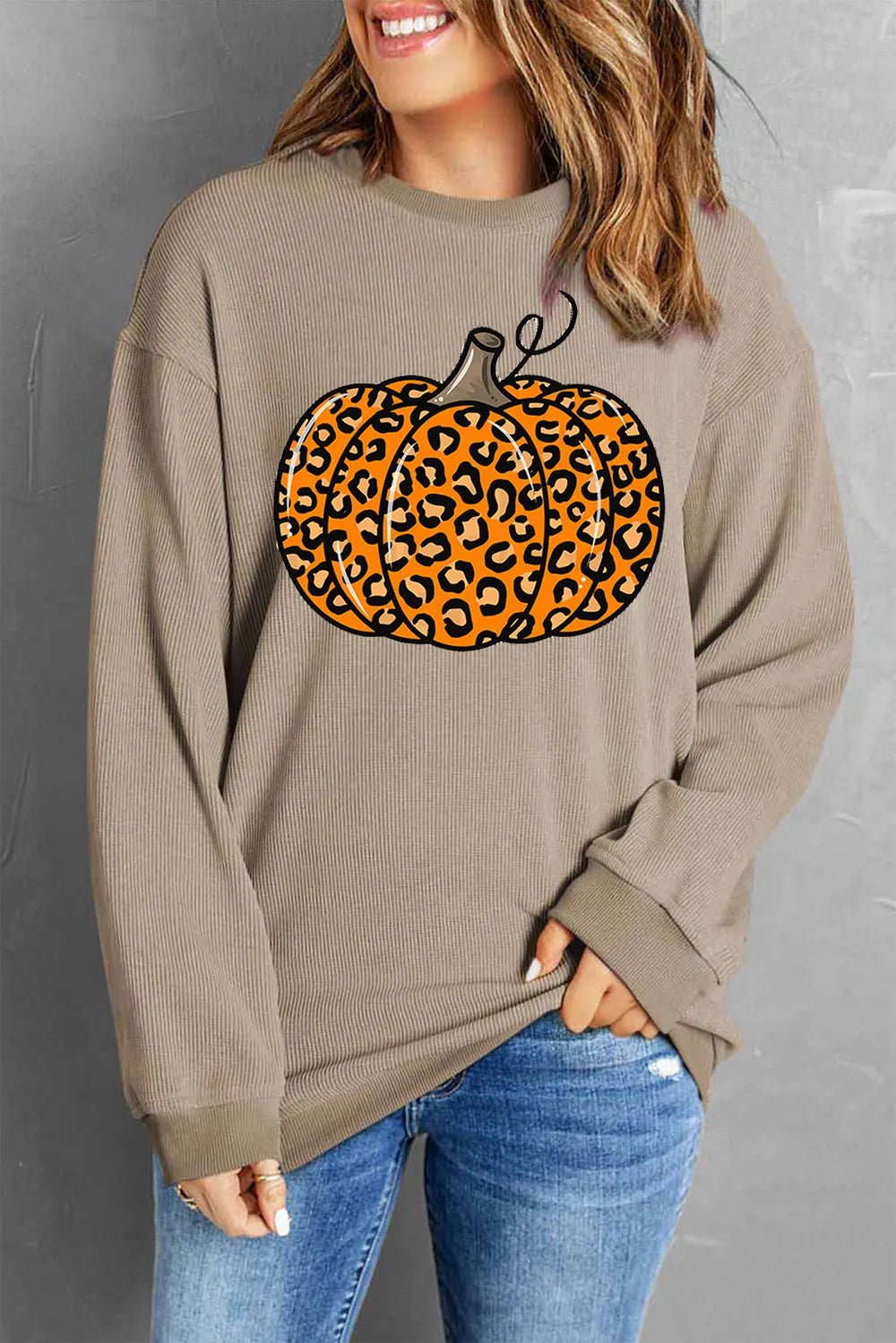 Khaki Long Sleeve Crewneck Sweater