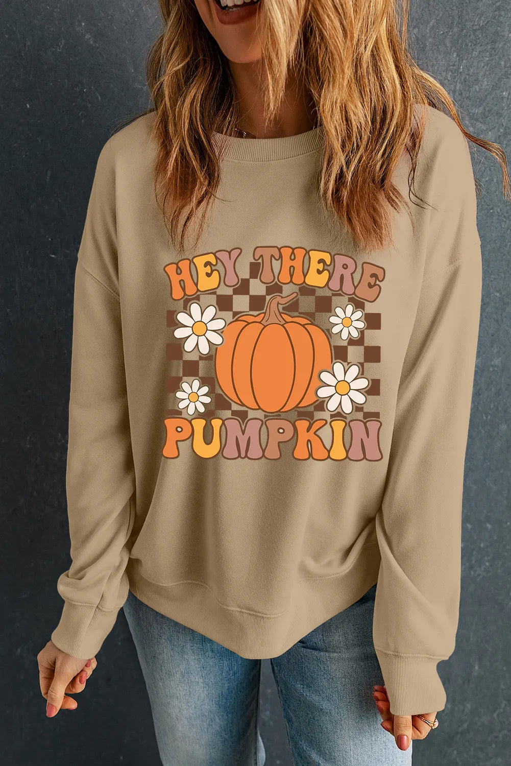 Khaki Long Sleeve Graphic Sweatshirt