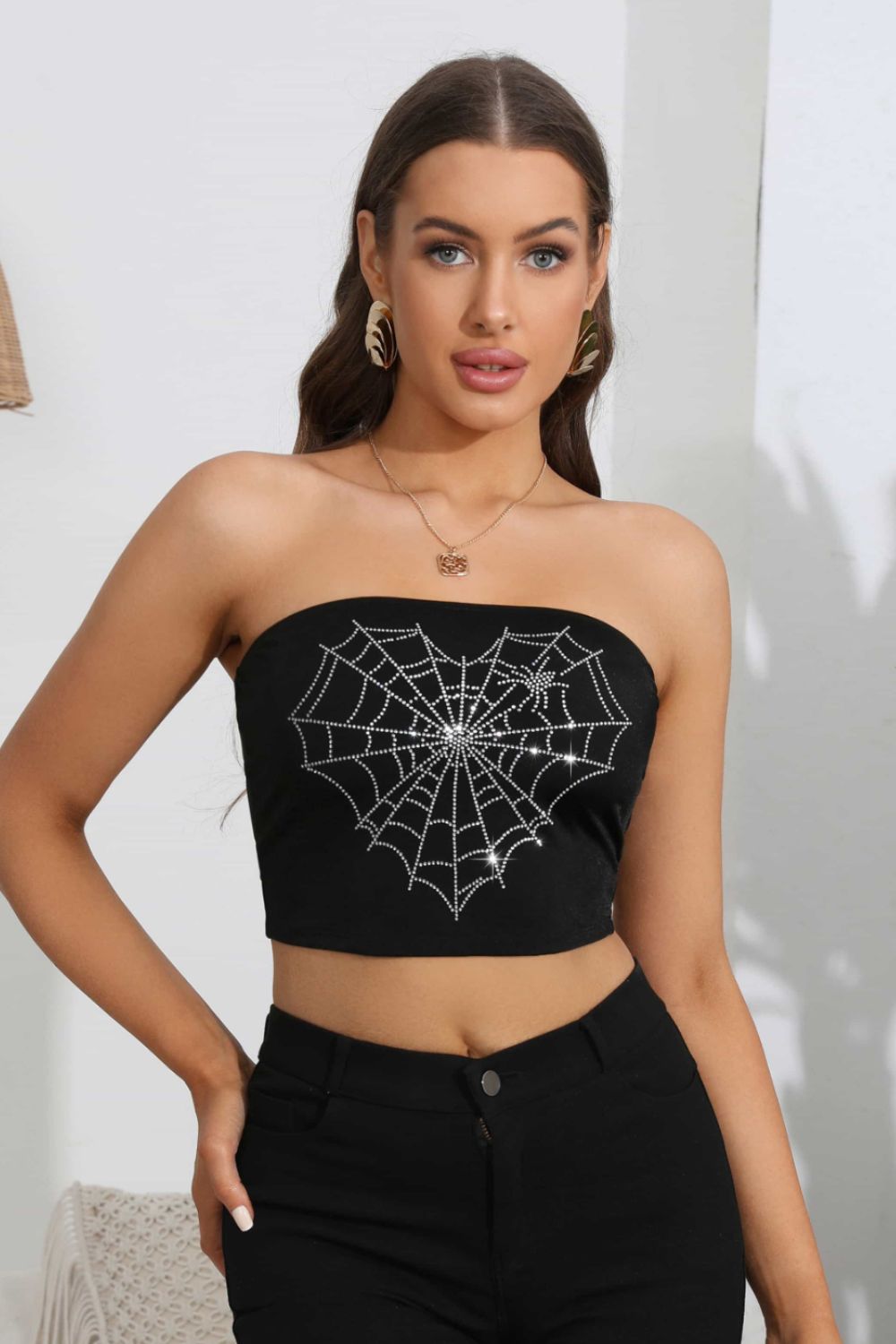 Cute Heart Design Tube Top in Black