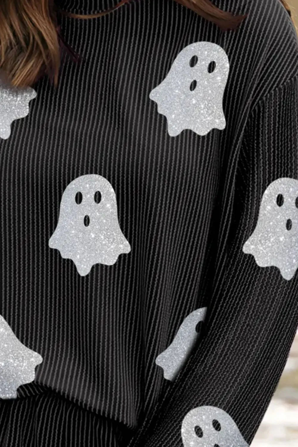 Sparkle Ghost Long Sleeve Top and Shorts Set