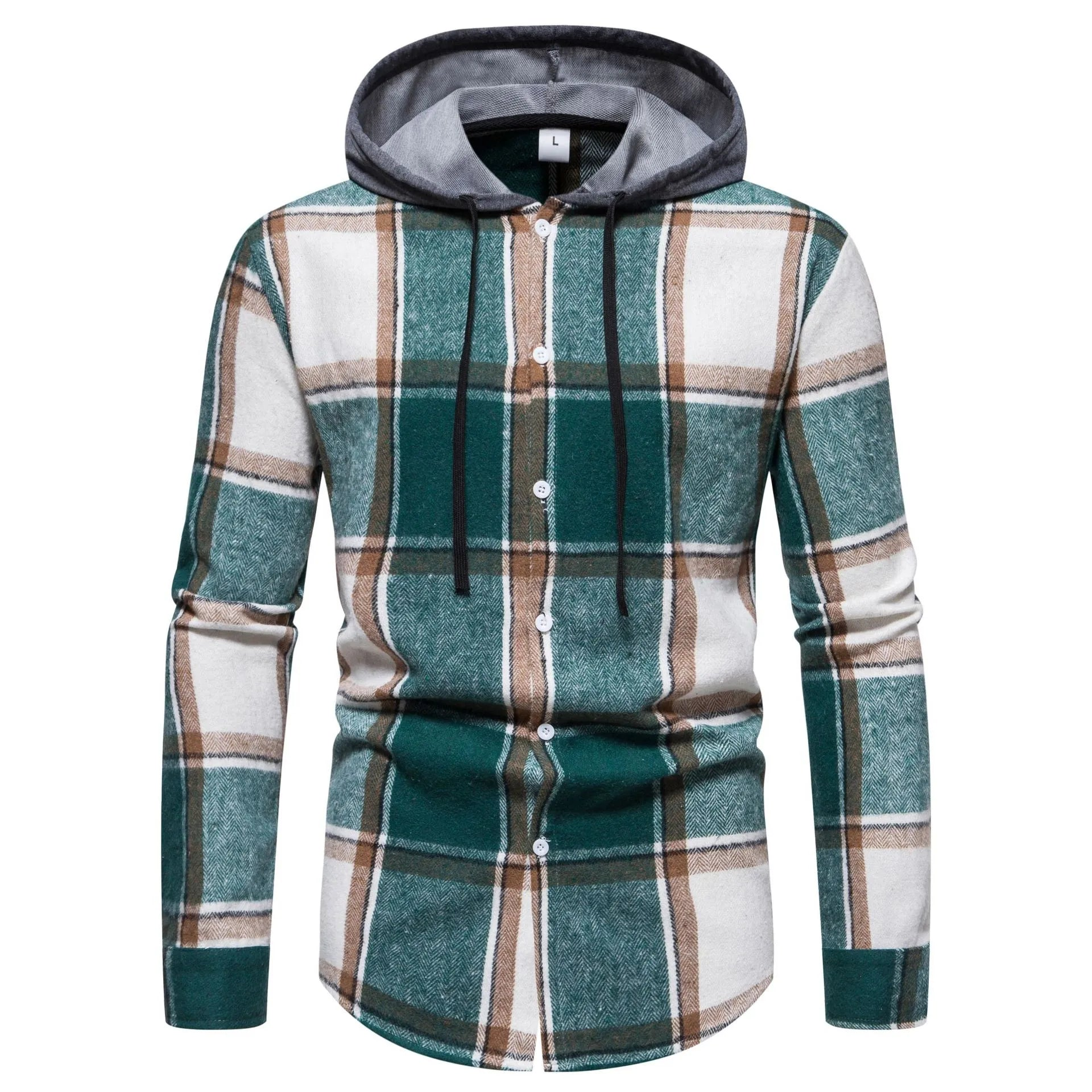 Green Plaid Mens Button-Up Shirt