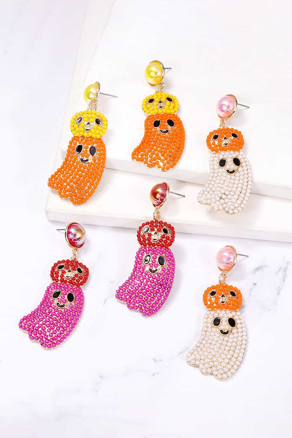 Ghost Shape Dangle Earrings - Halloween Theme Jewelry